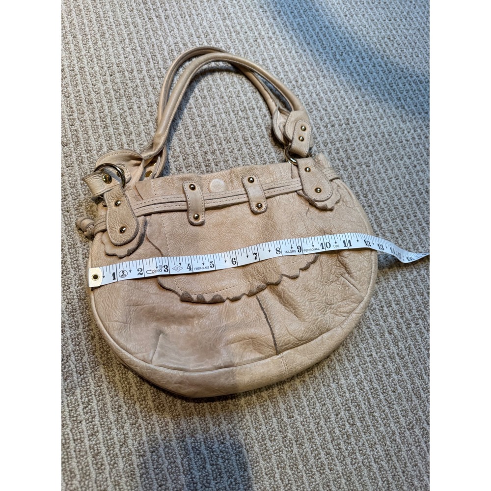 Peruzzi Made in Florence Leather Shoulder Bag Beige Hobo Purse - Picture 5 of 7